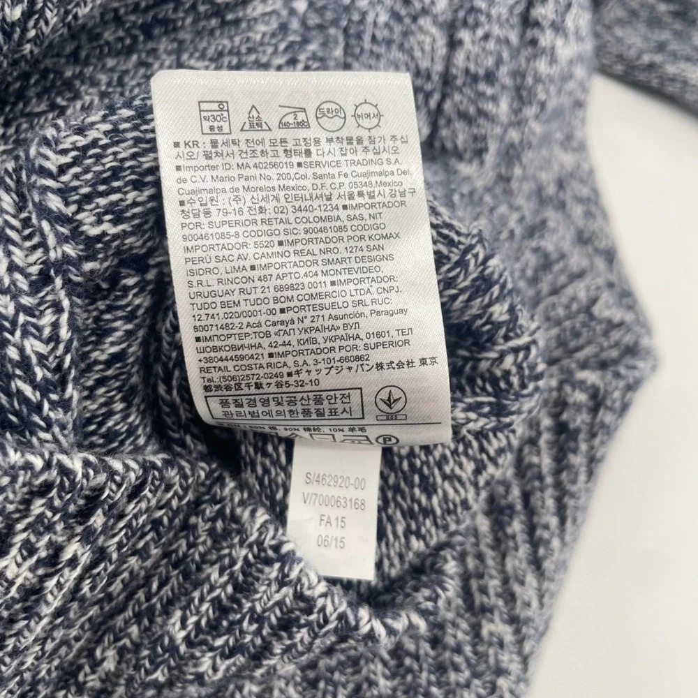 Banana Republic Cardigan Mens M Blue Marled Cable Knit Shawl Collar Sweater